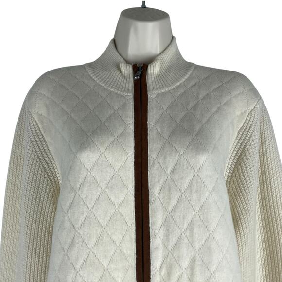 Brooks Brothers Merino Wool Blend Agyle Quilted Zip Cardigan Size XL - Picture 3 of 11